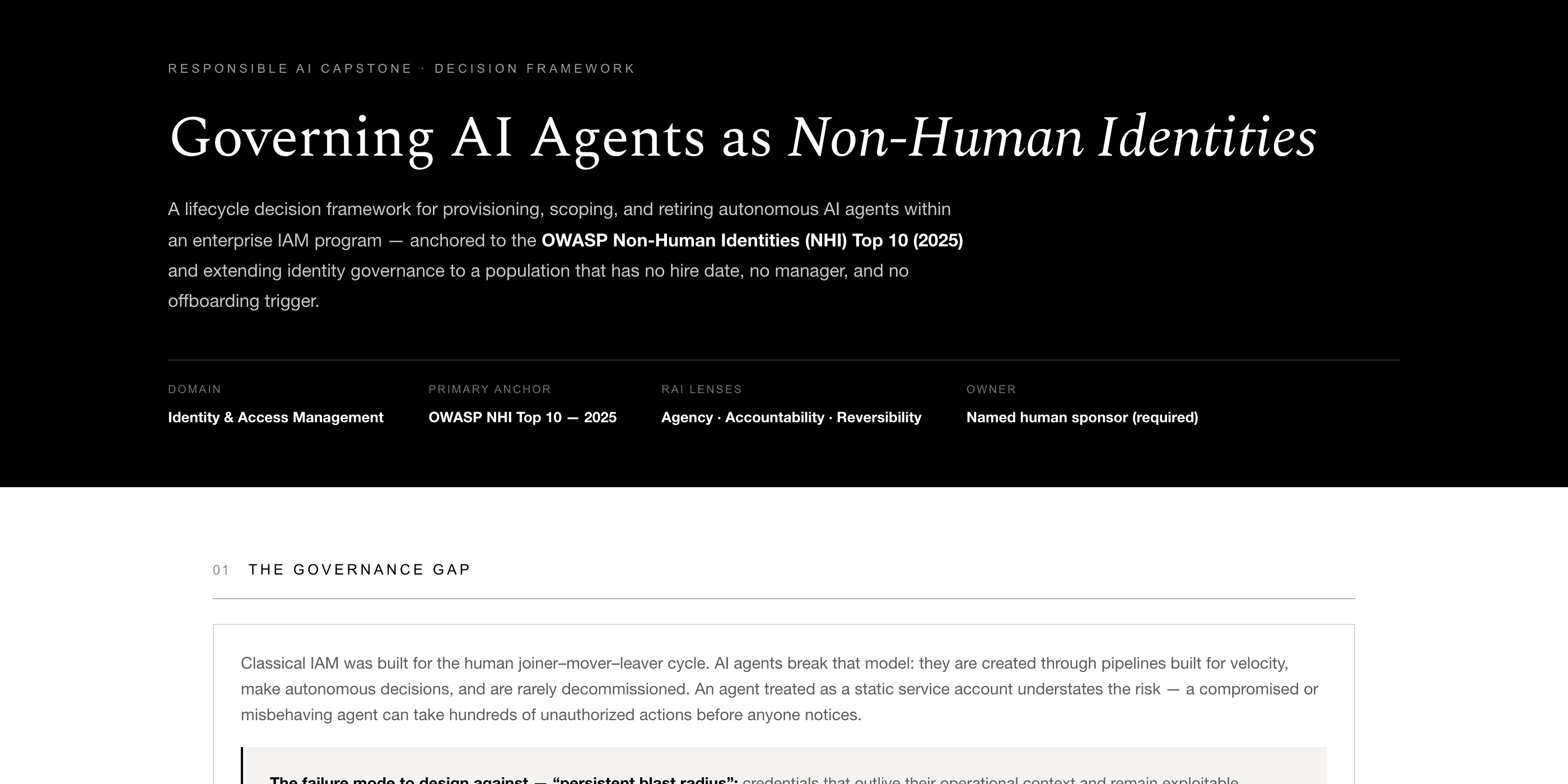 Governing AI Agents as Non-Human Identities — live tool built by Manny Minhas